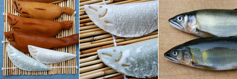 Wagashi: Ayugashi or Waka-ayu, Early Summer Sweetfish (Ayu) Shaped Confection (鮎菓子 若鮎)